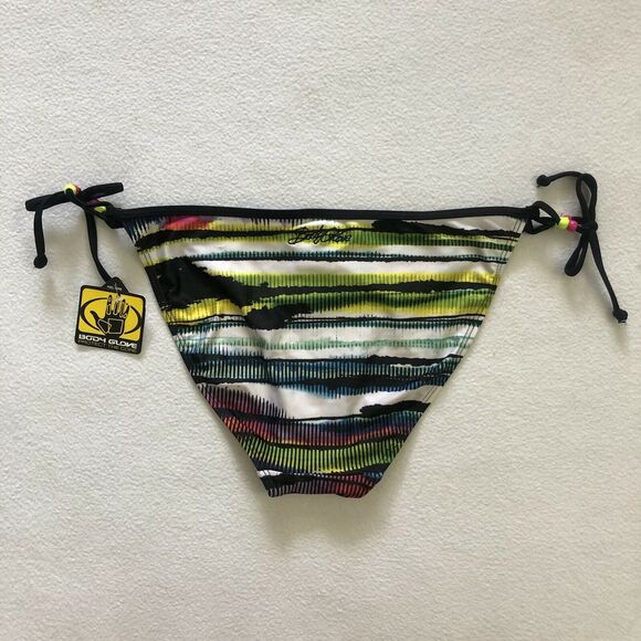 NWT Body Glove Black Multicolor Stripe Tie Side Swim Bikini Bottom 3917434 XL - Picture 7 of 7
